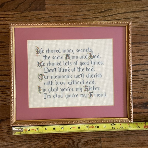 Vintage Framed Sisters Cross Stitch. - Picture 6 of 7